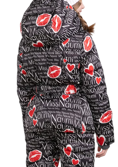 Пуховик с принтом для девочки / Черный / 140