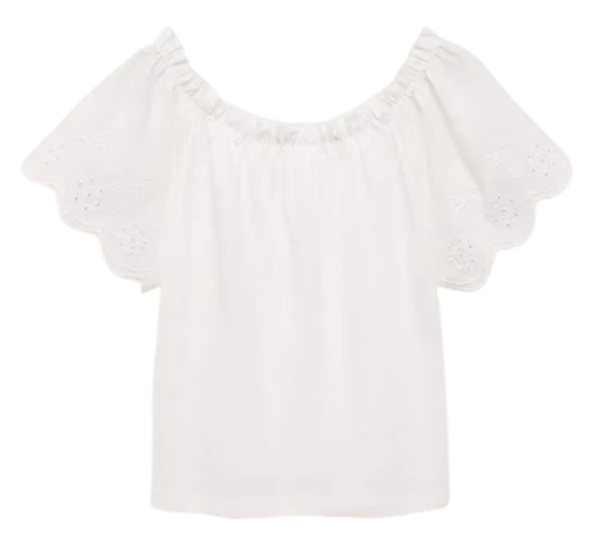Блузка с коротким рукавом для девочки / Белый / 116 Блузка с коротким рукавом для девочки / Белый / 116