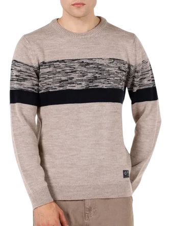 Свитер с принтом мужской / Бежевый / 48 Свитер с принтом мужской / Бежевый / 48