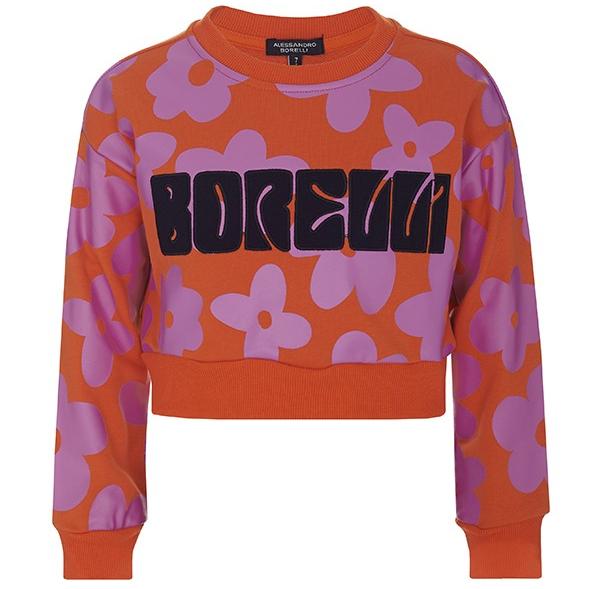 Свитшот с принтом для девочки / Оранжевый / 170 Свитшот с принтом для девочки / Оранжевый / 170