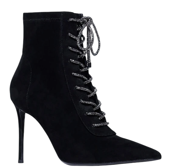 Ботильоны из замши женские / Черный / 39