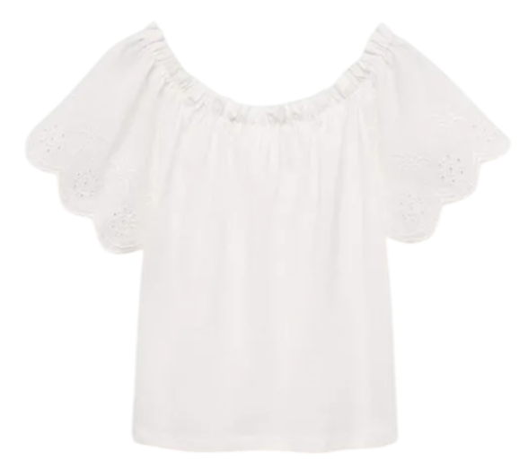 Блузка с коротким рукавом для девочки / Белый / 116 Блузка с коротким рукавом для девочки / Белый / 116