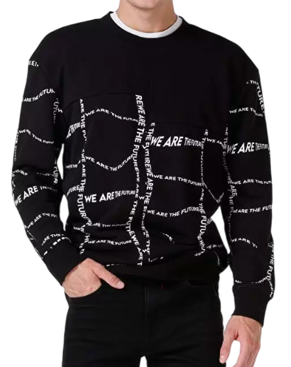 Свитер с принтом мужской / Серый / 52 Свитер с принтом мужской / Серый / 52