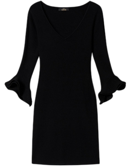 Платье женское облегающее с оборками / Черный / 50