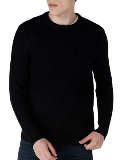 Пуловер однотонный мужской / Черный / 48 Пуловер однотонный мужской / Черный / 48