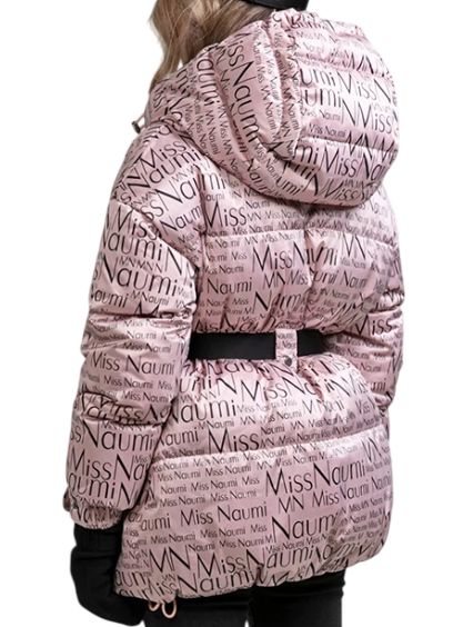 Пуховик с принтом для девочки / Розовый / 140