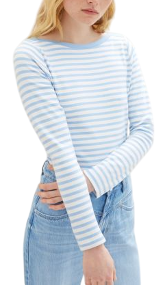 Лонгслив в полоску женский / Голубой / 46