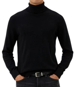 Пуловер однотонный мужской / Черный / 54 Пуловер однотонный мужской / Черный / 54