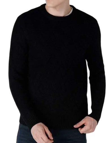 Пуловер однотонный мужской / Черный / 48 Пуловер однотонный мужской / Черный / 48