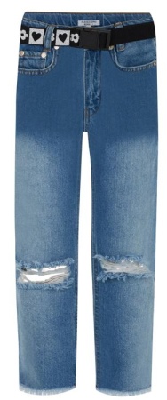 Джинсы с потертостями для девочки / Голубой / 116