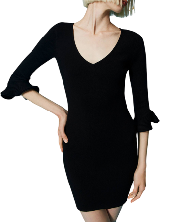 Платье женское облегающее с оборками / Черный / 50 Платье женское облегающее с оборками / Черный / 50