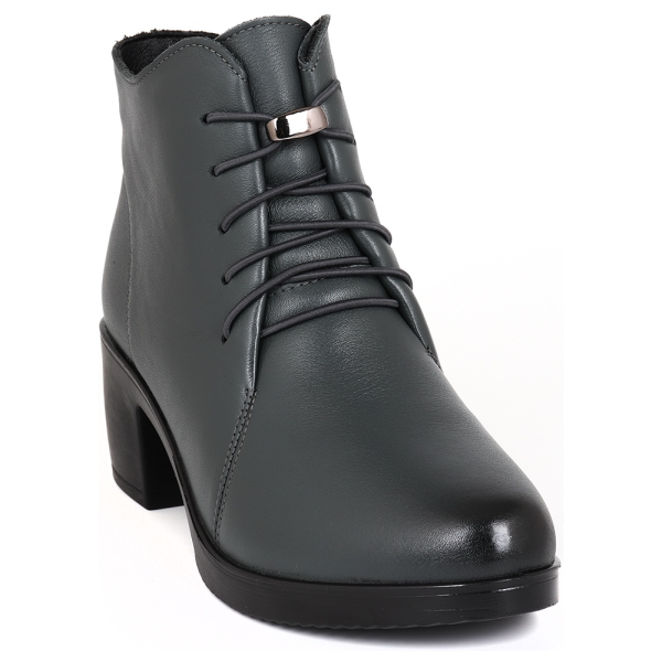 Ботильоны кожаные женские / Серый / 36