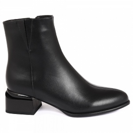Ботильоны кожаные женские / Черный / 36