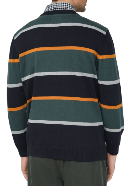 Хлопковый джемпер в полоску мужской / Синий / 46 Хлопковый джемпер в полоску мужской / Синий / 46