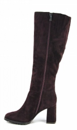 Сапоги из велюра женские / Темно-коричневый / 35