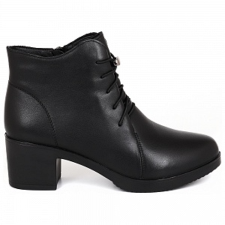 Ботильоны кожаные женские / Черный / 41