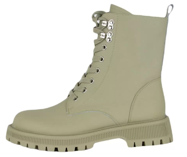 Ботинки кожаные женские / Зеленый / 40