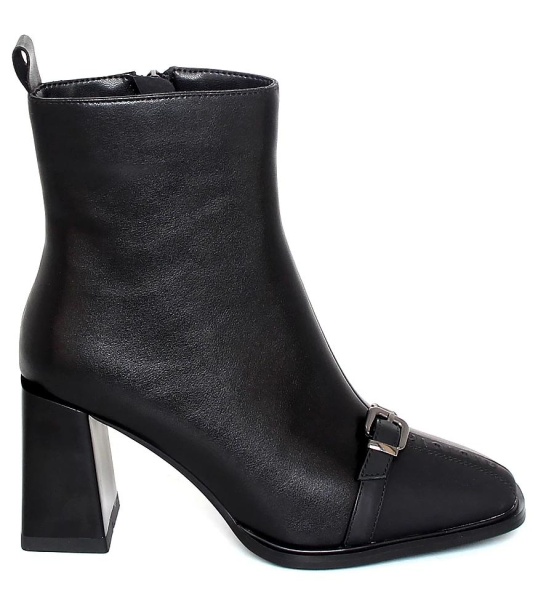 Ботильоны кожаные женские / Черный / 41