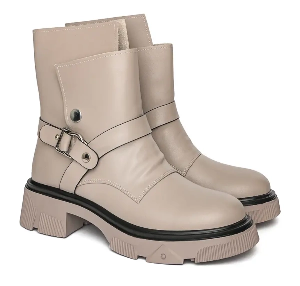 Ботинки кожаные женские / Серый / 38