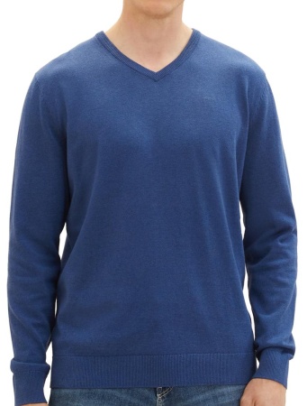 Пуловер однотонный мужской / Синий / 48 Пуловер однотонный мужской / Синий / 48