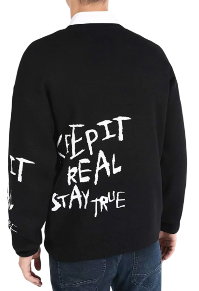 Свитер с принтом мужской / Черный / 46 Свитер с принтом мужской / Черный / 46