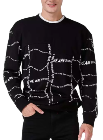 Свитер с принтом мужской / Серый / 52 Свитер с принтом мужской / Серый / 52