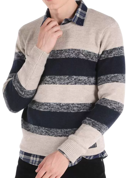 Свитер с принтом мужской / Бежевый / 52 Свитер с принтом мужской / Бежевый / 52