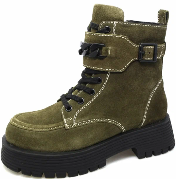 Ботинки замшевые женские / Хаки / 37