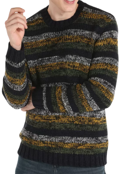 Свитер в полоску мужской / Черный / 48 Свитер в полоску мужской / Черный / 48