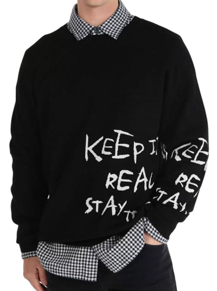 Джемпер с принтом мужской / Черный / 46 Джемпер с принтом мужской / Черный / 46