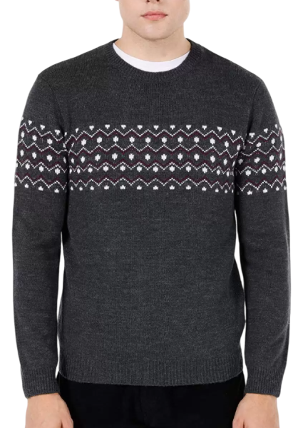 Свитер с принтом мужской / Темно-серый / 48 Свитер с принтом мужской / Темно-серый / 48