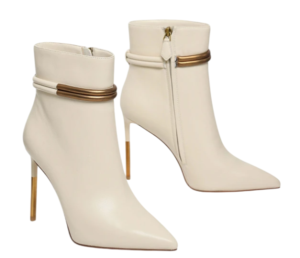 Ботильоны кожаные женские / Молочный / 40