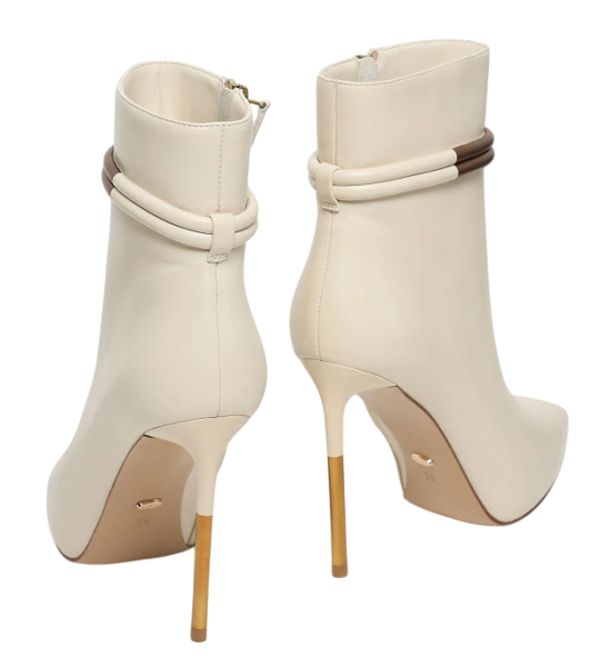 Ботильоны кожаные женские / Молочный / 40