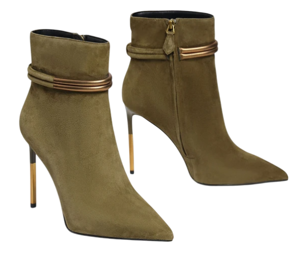 Ботильоны велюровые женские / Хаки / 40