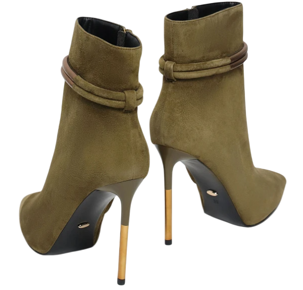 Ботильоны велюровые женские / Хаки / 40