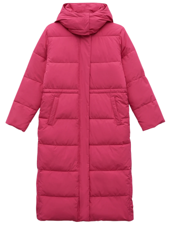 Утепленное пальто с талией на кулиске / Розовый / 50