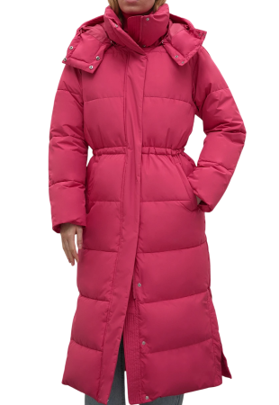 Утепленное пальто с талией на кулиске / Розовый / 50