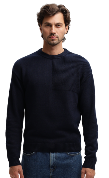 Пуловер прямого кроя мужской / Тёмно-синий / 52 Пуловер прямого кроя мужской / Тёмно-синий / 52