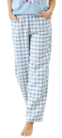 Брюки хлопковые с принтом женские / Голубой / 48 Брюки хлопковые с принтом женские / Голубой / 48