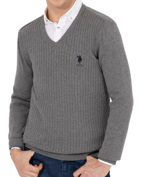 Пуловер хлопковый мужской / Серый / 46 Пуловер хлопковый мужской / Серый / 46