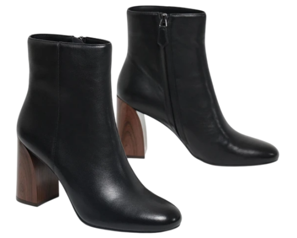 Ботильоны кожаные женские / Черный / 35