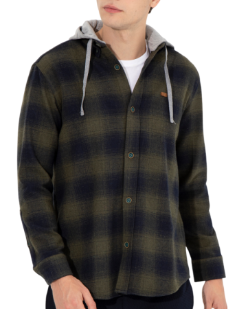 Рубашка в клетку мужская / Хаки / 48 Рубашка в клетку мужская / Хаки / 48