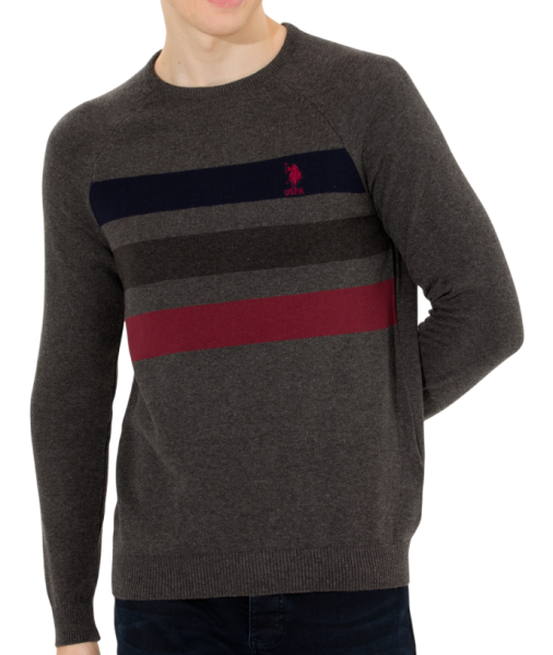 Джемпер в полоску мужской / Серый / 50 Джемпер в полоску мужской / Серый / 50