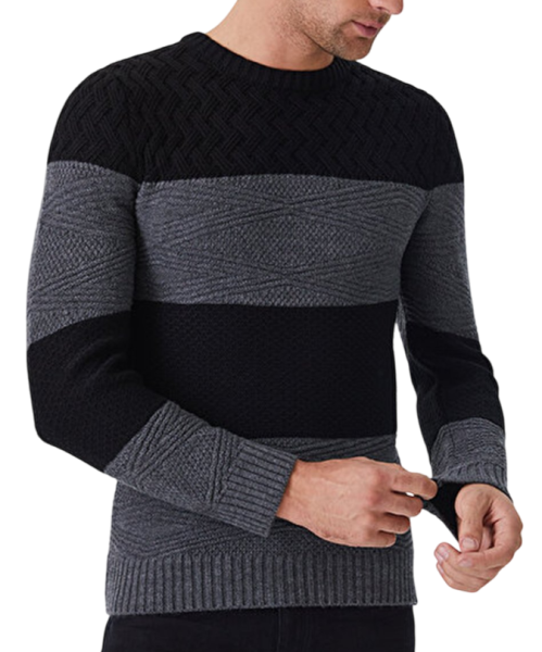 Пуловер в полоску мужской / Серый / 46 Пуловер в полоску мужской / Серый / 46