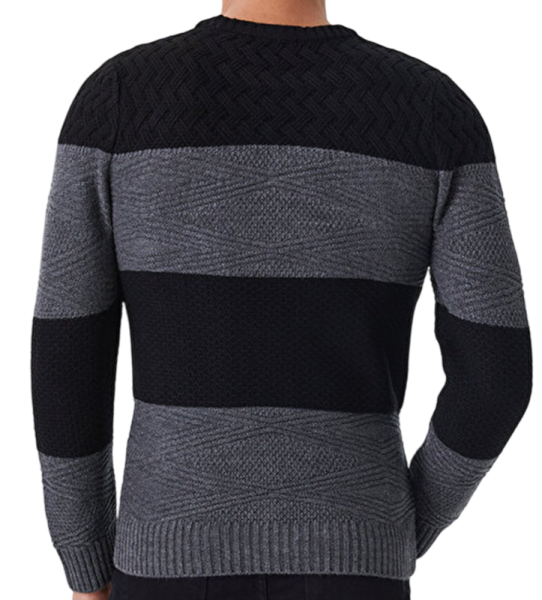Пуловер в полоску мужской / Серый / 46 Пуловер в полоску мужской / Серый / 46