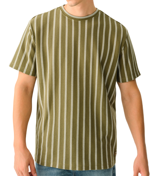 Футболка в полоску мужская / Хаки / 46 Футболка в полоску мужская / Хаки / 46