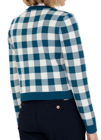 Кардиган в клетку женский / Голубой / 52
