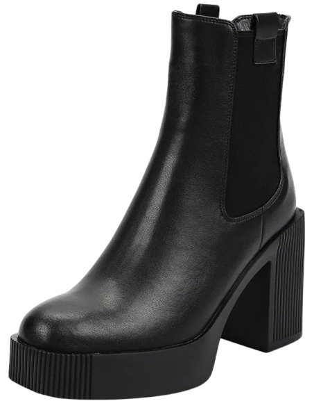 Ботильоны кожаные женские / Черный / 39