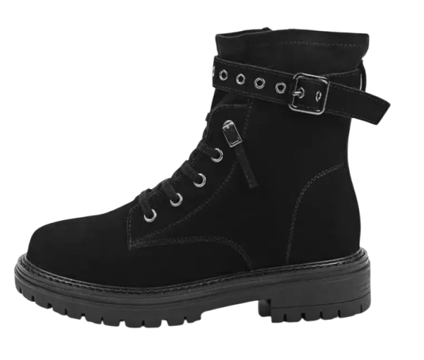 Ботинки из велюра женские / Черный / 38