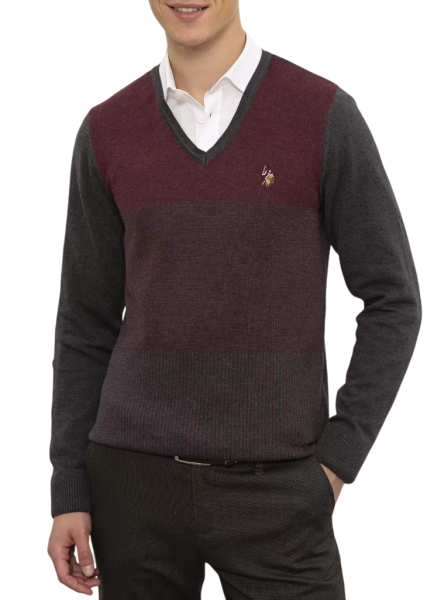 Пуловер с логотипом мужской / Бордовый / 46 Пуловер с логотипом мужской / Бордовый / 46